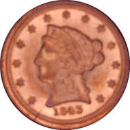 1843-C $2.50 Small Date MS62