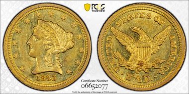 1843-C $2.50 Small Date MS62