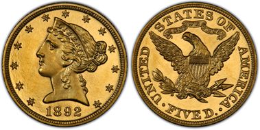 1892 $5 PR64+ DCAM