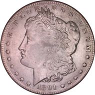 1891 $1 VAM 2A, Dbl Ear/Moustache AU55