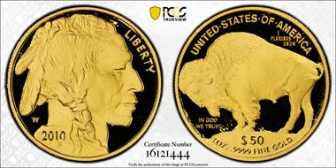 2010-W $50 American Buffalo First Strike .9999 Fine Gold PR70DCAM