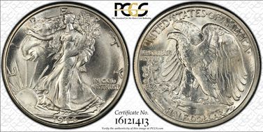 1944-S 50C FS-511, Inverted Mintmark MS65