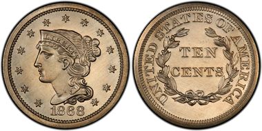 1868 10C J-647 PR67