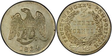1864 NY 3C HT-267, Feuchtwanger's Eagle MS63