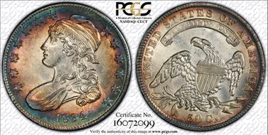 1834 50C Small Date, Small Letters AU58