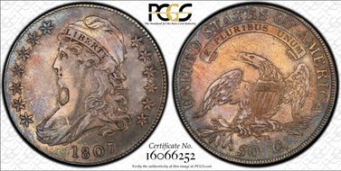 1807 50C Bearded Goddess, O-111b XF40