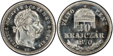 1870-KB 10 Kr KM-451.1 Restrike PR66