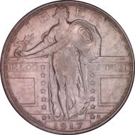 1917-D 25C Type 1 AU50+