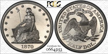 1870 50C J-938 PR65CAM