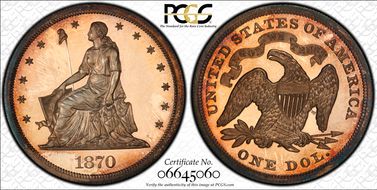 1870 $1 J-1002 PR66CAM