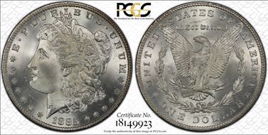 1885 $1 VAM 1A Pitted Reverse MS65