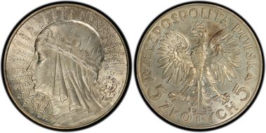 1933(w) 5 Zl Queen Jadwiga KM-21  Ag MS63