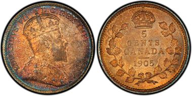 1905 5C Narrow Date MS65