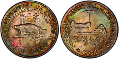 1936 50C Wisconsin MS68+