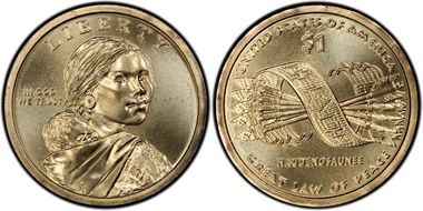 2010-D $1 Native American, Pos. B Satin Finish SP67