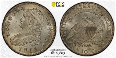 1813 50C AU58+