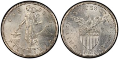 1908-S Peso KM-172  Ag MS61