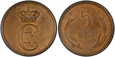 1894 VBP 5 Øre MS63BN