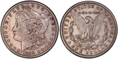 1892-S $1 VAM 2 Doubled Date XF40