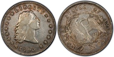 1795 $1 Flowing Hair, 3 Leaves XF40