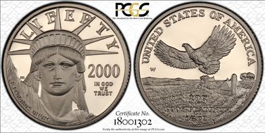 2000-W $25 Statue of Liberty PR70DCAM