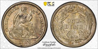 1886-S 10C F-102 AU58