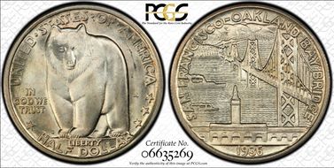 1936-S 50C Bay Bridge MS66+