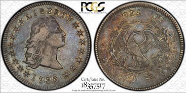 1795 $1 Flowing Hair, 3 Leaves XF40