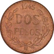 1945-Mo 2 Peso KM-461  Au MS66
