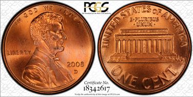 2008-D 1C Satin Finish SP67RB