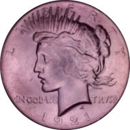 1921 $1 VAM 3, Line Thru L MS64