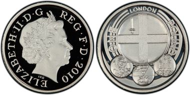 2010 £1 S-J28 London Arms Ag Pft PR69DCAM