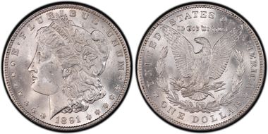 1891 $1 VAM 2 Doubled Ear MS63+