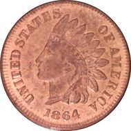 1864 1C L on Ribbon MS64RD