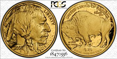 2008-W $25 American Buffalo .9999 Fine Gold PR70DCAM