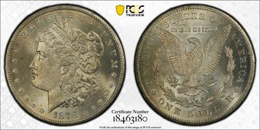 1878-CC $1 VAM 11, Lines in Wing MS64