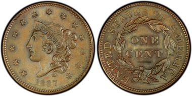 1837 1C Newcomb-17 MS63BN