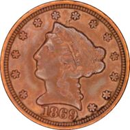 1869-S $2.50 AU53