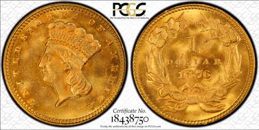 1876 G$1 MS66+