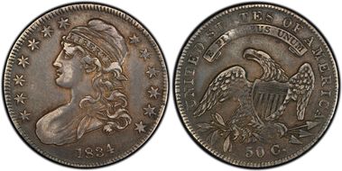 1834 50C O-116 Sm Date, Sm Letters XF45