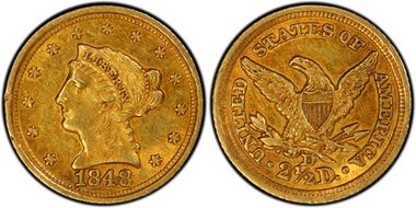1848-D $2.50 AU55