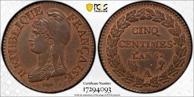 AN 5-A (1796) 5C Gad-126 F-115 MS64BN