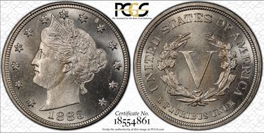 1883 5C No CENTS MS66+ 