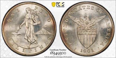 1903-S Peso KM-168 Ag MS64+ 