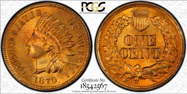 1870 1C MS65RD
