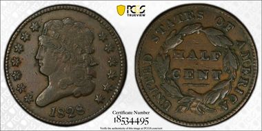 1828 1/2C 13 Stars VF30BN