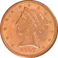 1907 $5 MS62