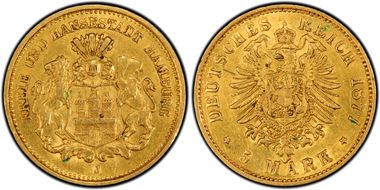 1877-J G 5 Mk J-209 AU58+