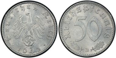 1943-B 50 Pfg J-372 MS62