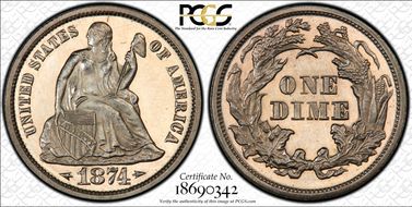 1874 10C Arrows PR64CAM